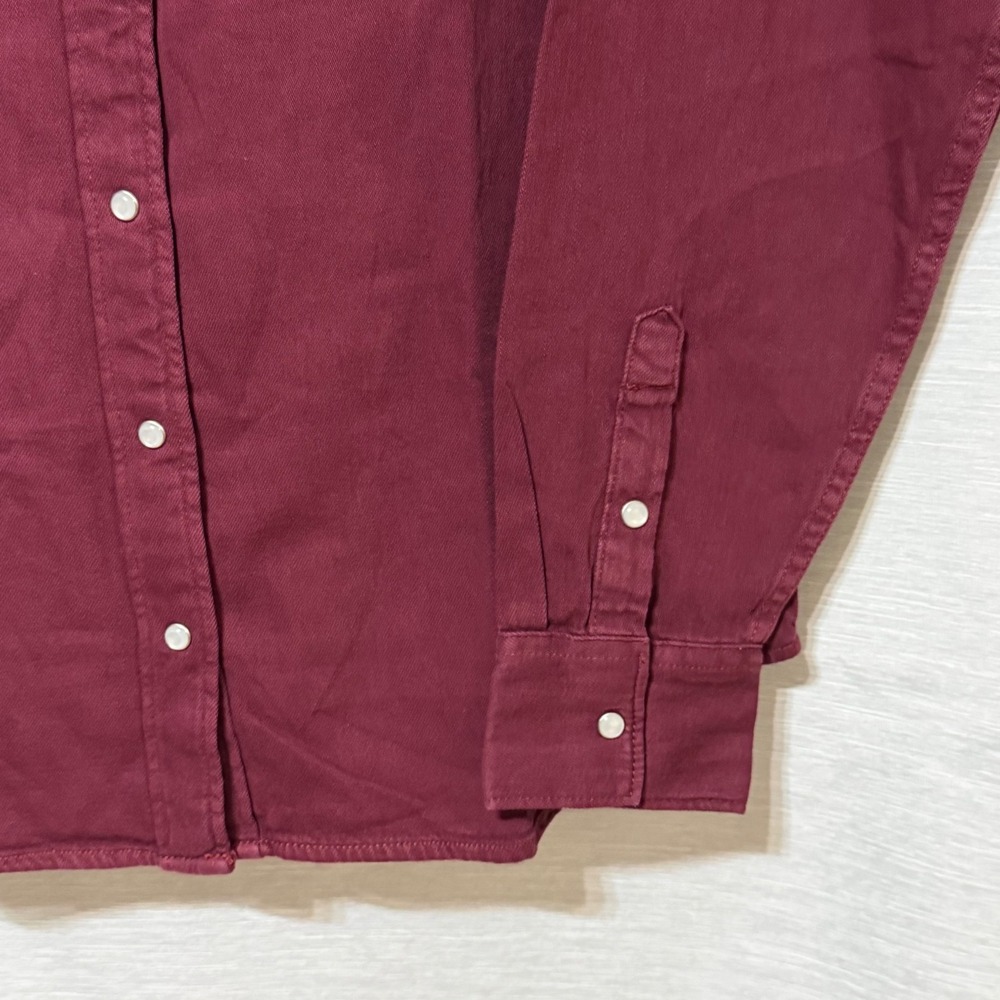 Levis Womens Western Snap Front Shirt Burgundy Cotton Long Sleeve 86832-0040 L - Picture 4 of 8